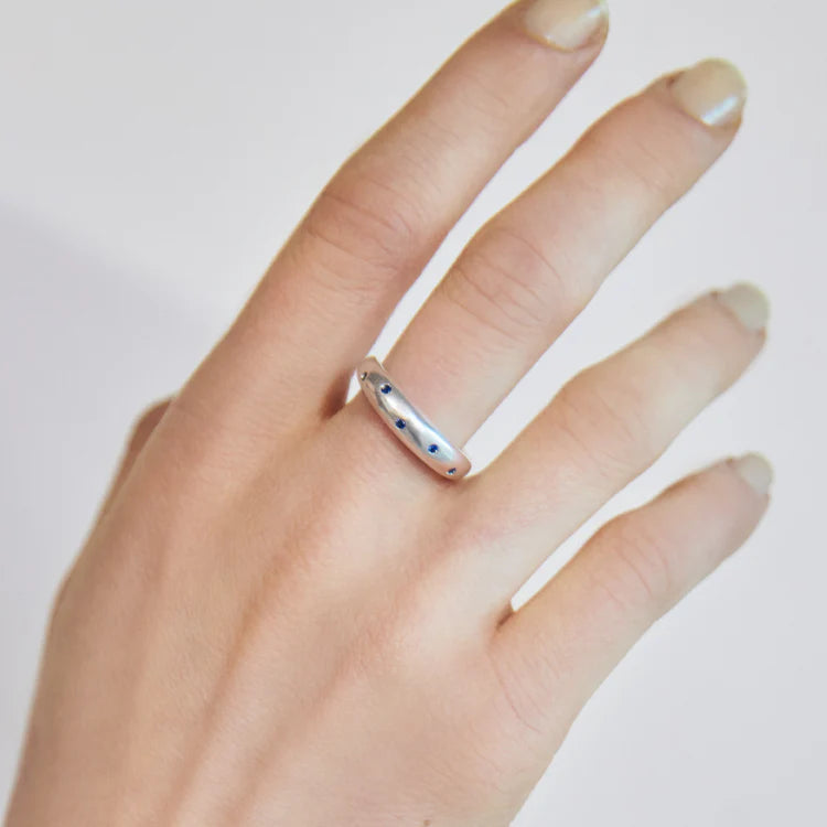 波點星鑽戒指 SV (藍寶石)