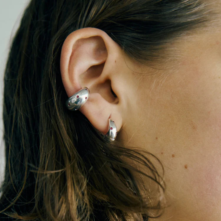 波點星鑽耳環 SV (紅寶石)