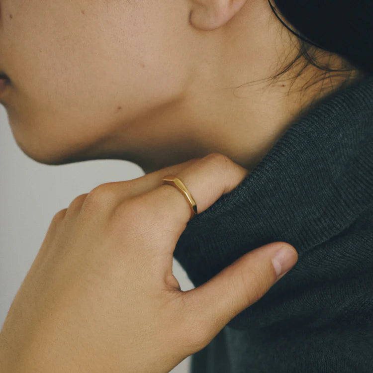 不規則浮刻印戒 GD (17~21號)