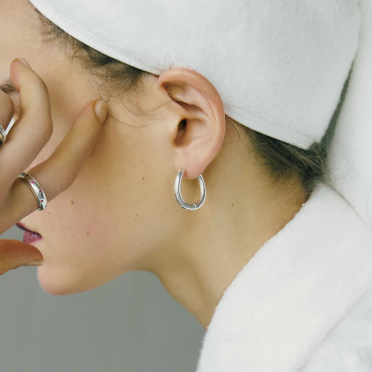 流線橢圓耳環 SV