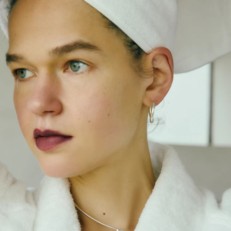 流線橢圓耳環 SV