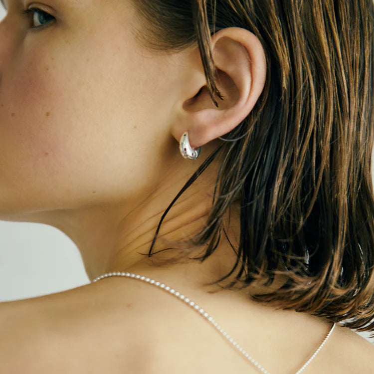 波點星鑽耳環 SV (紅寶石)