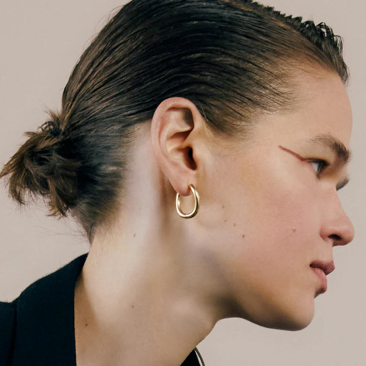 流線橢圓耳環 GD