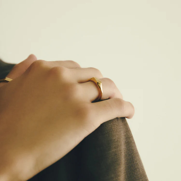 不規則浮刻印戒 GD (17~21號)