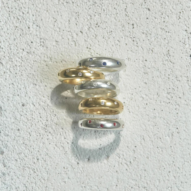 波點星鑽戒指 SV (藍寶石)