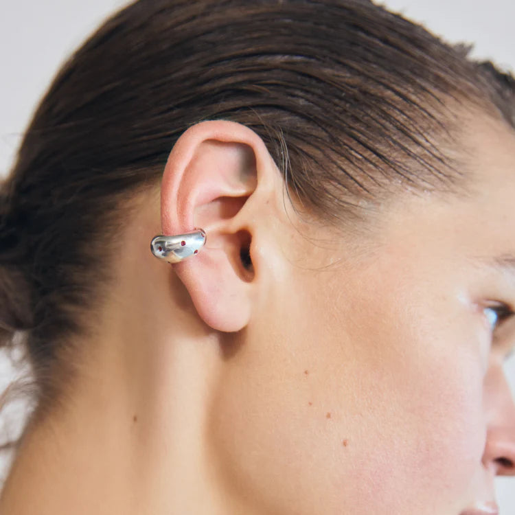 波點星鑽耳扣 SV (紅寶石)