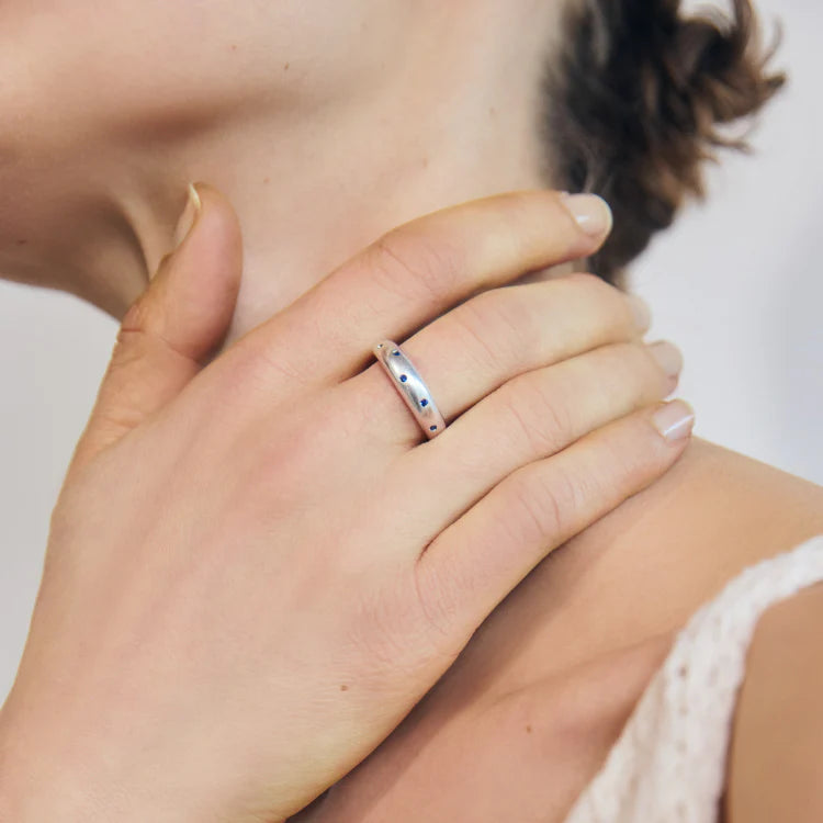 波點星鑽戒指 SV (藍寶石)