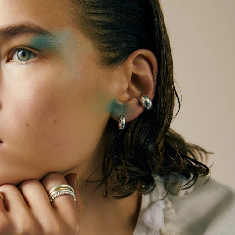 波點星鑽耳環 SV (藍寶石)