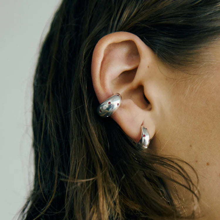 波點星鑽耳扣 SV (紅寶石)