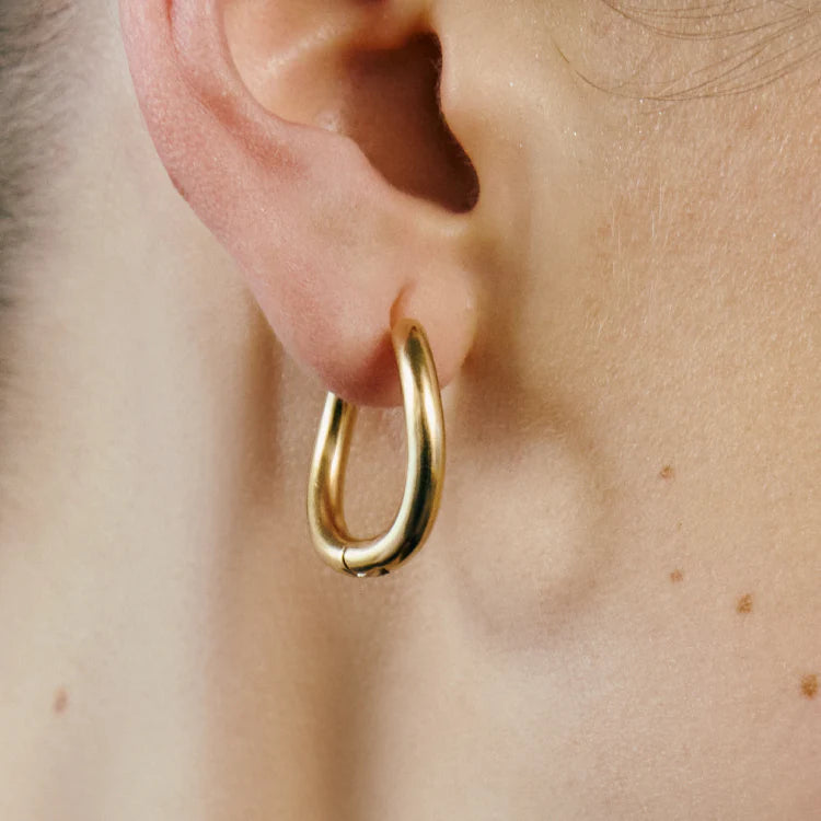 流線橢圓耳環 GD