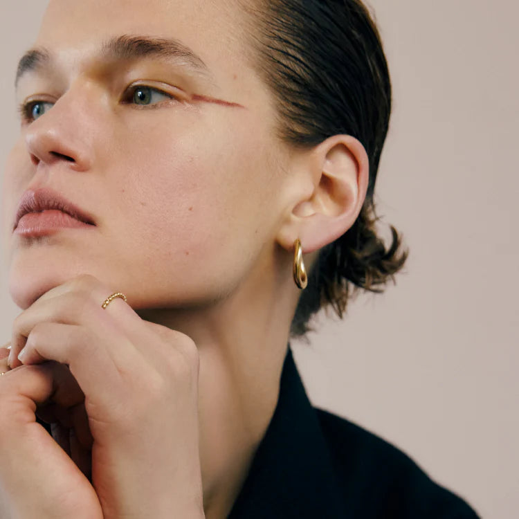 流線橢圓耳環 GD