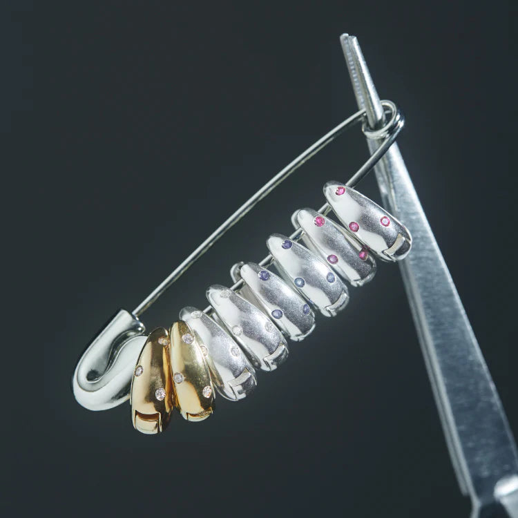 波點星鑽耳環 SV (紅寶石)