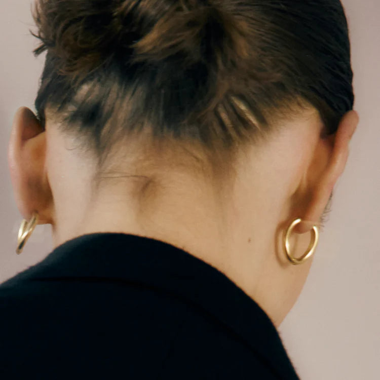 流線橢圓耳環 GD