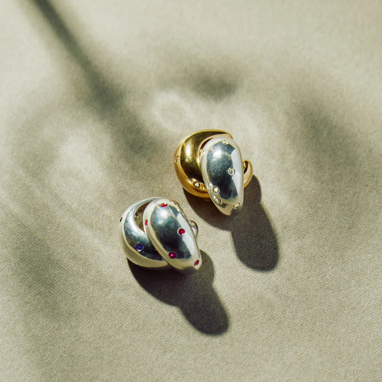 波點星鑽耳扣 SV (紅寶石)