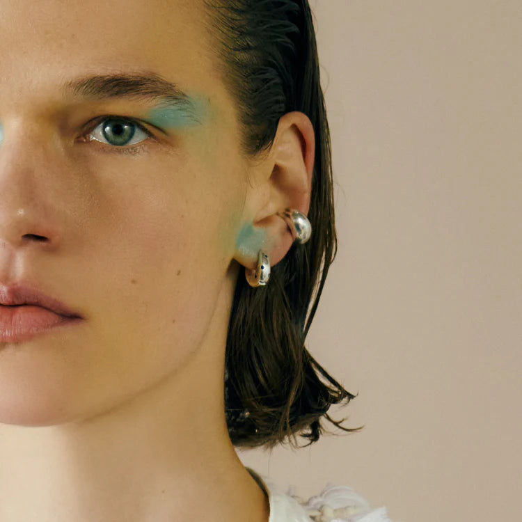 波點星鑽耳環 SV (藍寶石)