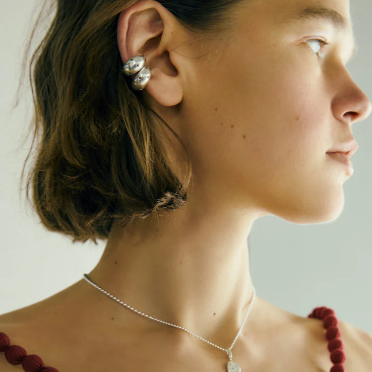 波點星鑽耳扣 SV (藍寶石)