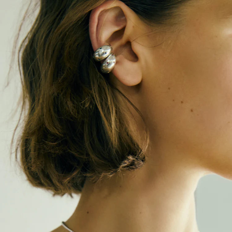 波點星鑽耳扣 SV (紅寶石)