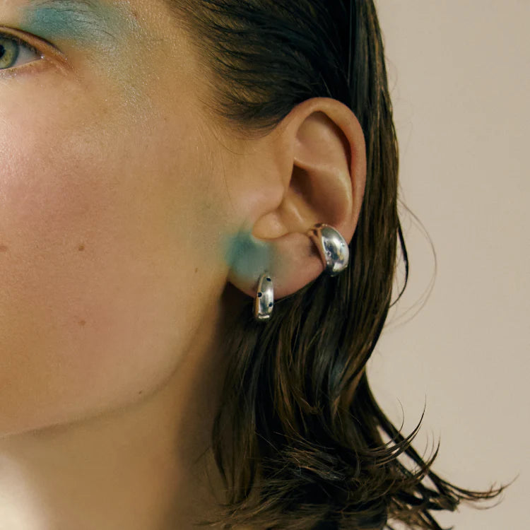 波點星鑽耳環 SV (藍寶石)