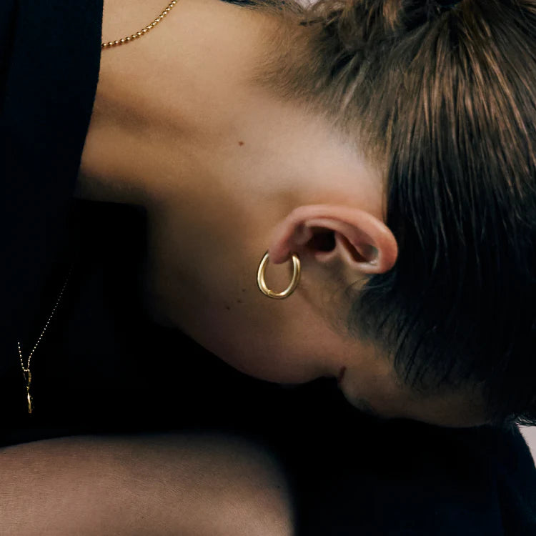 流線橢圓耳環 GD