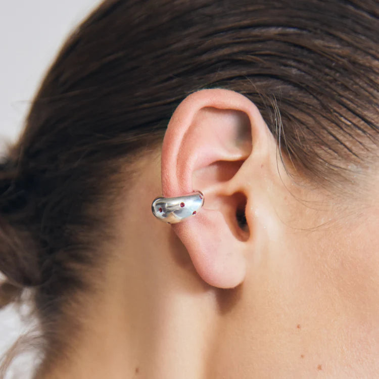 波點星鑽耳扣 SV (紅寶石)