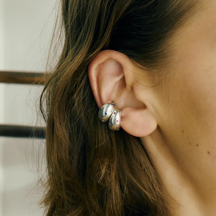 波點星鑽耳扣 SV (藍寶石)