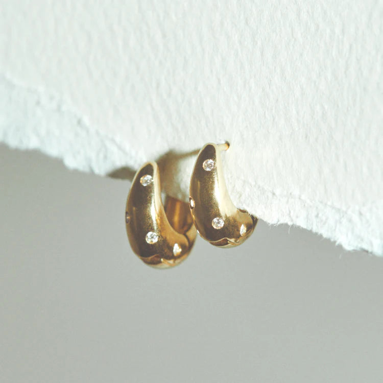 波點星鑽耳環 GD (CZ)