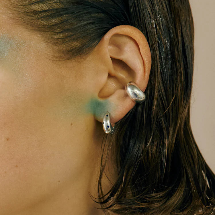 波點星鑽耳環 SV (藍寶石)