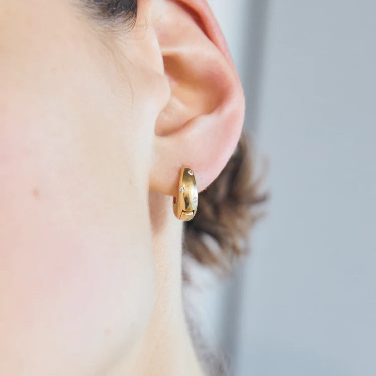 波點星鑽耳環 GD (CZ)