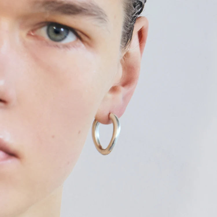 流線橢圓耳環 SV