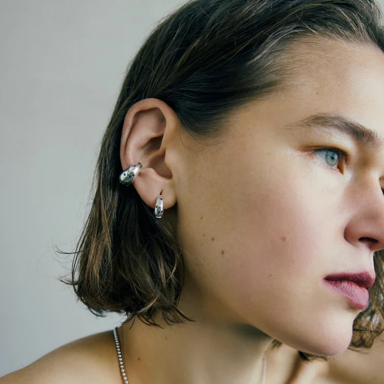 波點星鑽耳扣 SV (紅寶石)