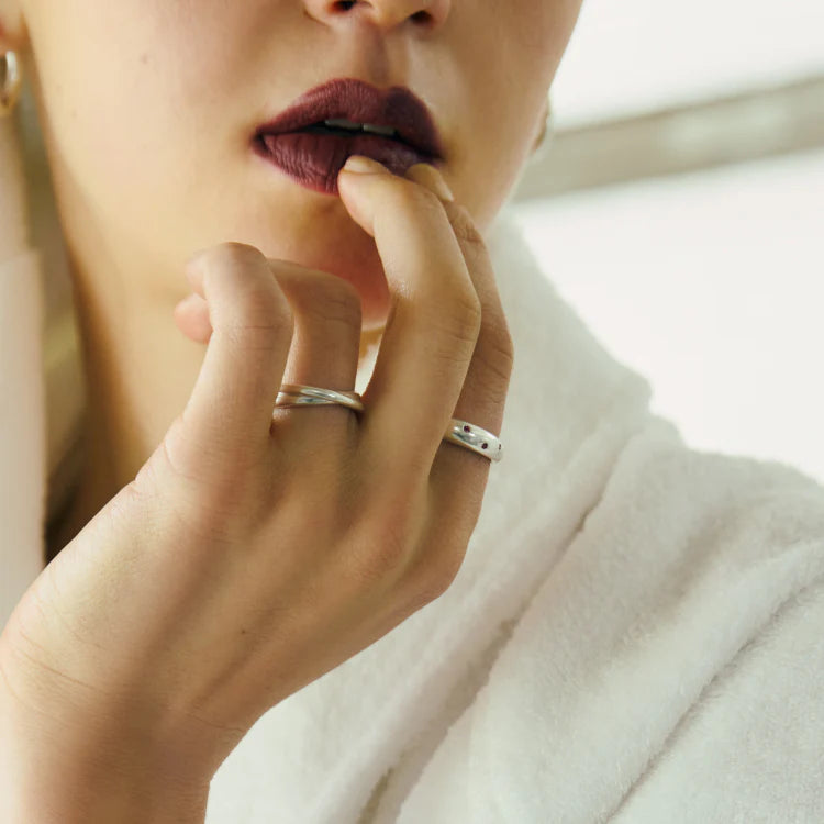 波點星鑽戒指 SV (紅寶石)