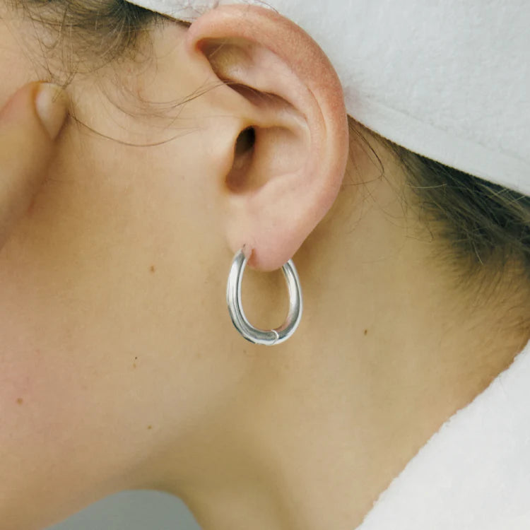 流線橢圓耳環 SV