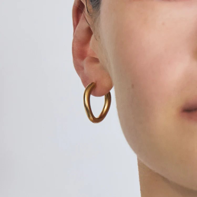 流線橢圓耳環 GD