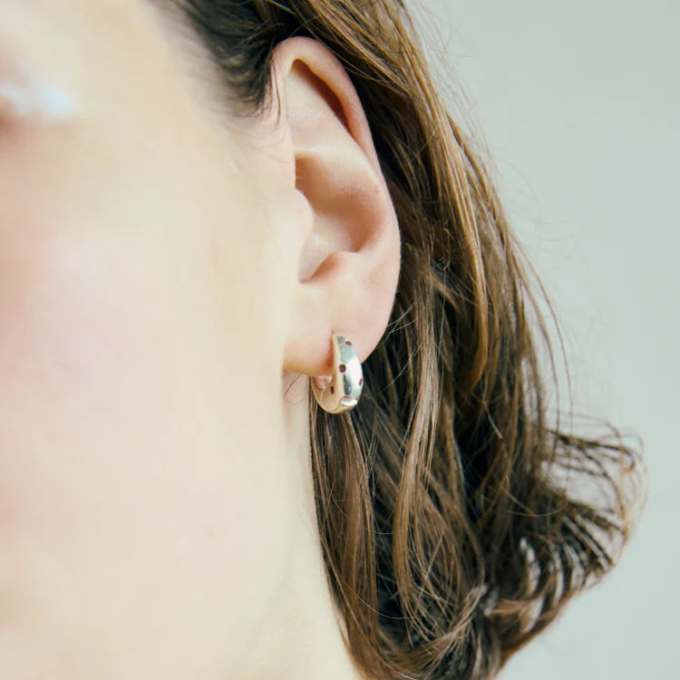 波點星鑽耳環 SV (紅寶石)