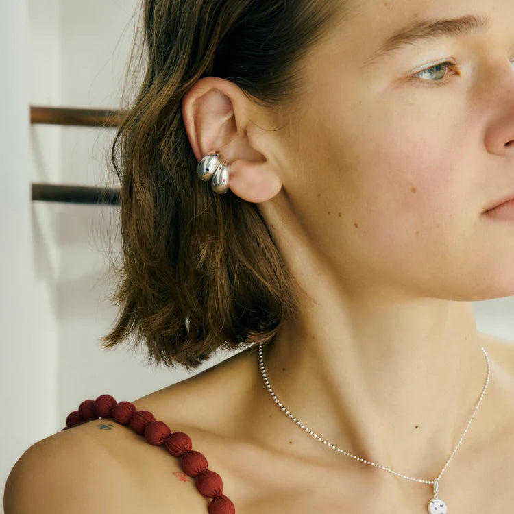 波點星鑽耳扣 SV (紅寶石)