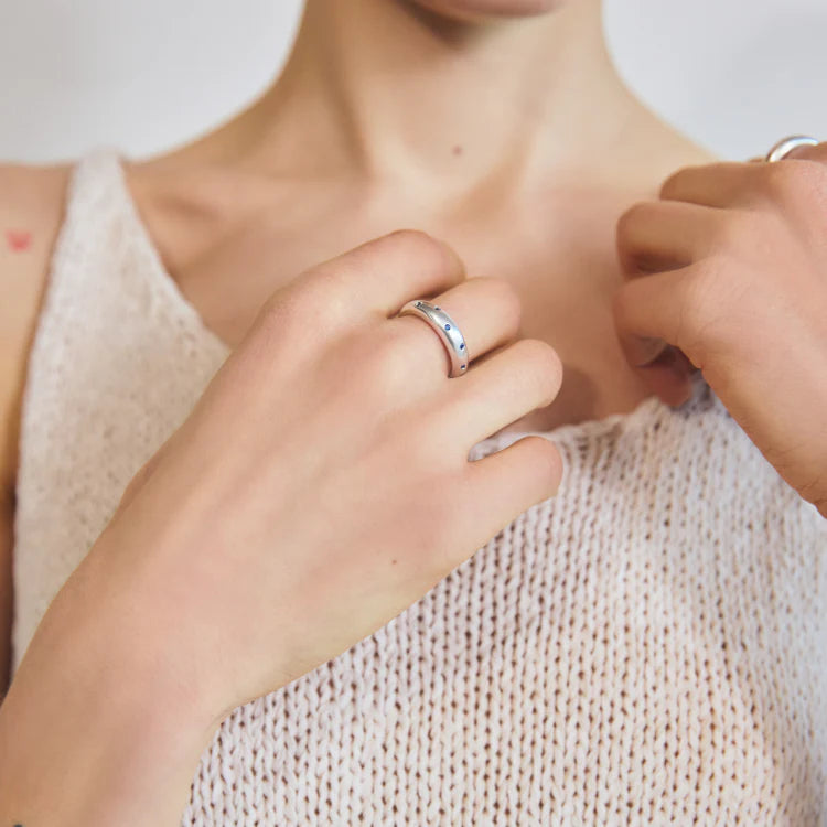 波點星鑽戒指 SV (藍寶石)