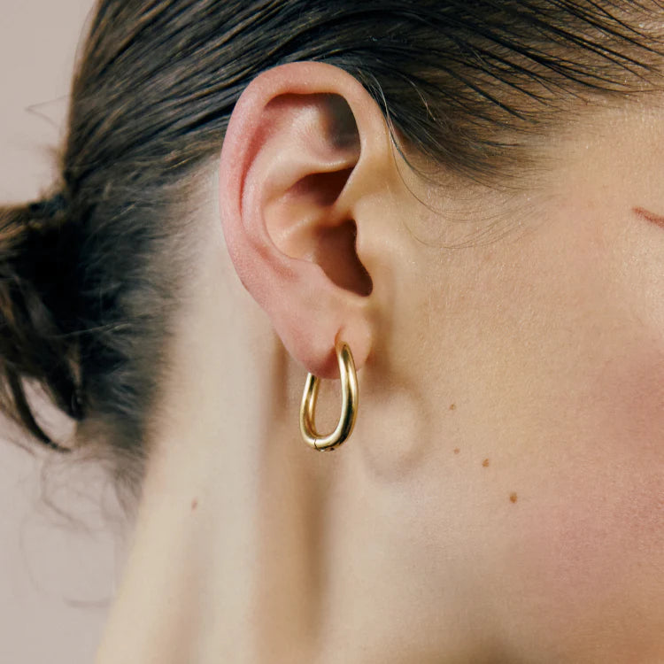 流線橢圓耳環 GD